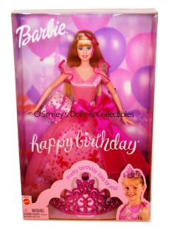 HTF 2003 HAPPY BIRTHDAY Barbie w Matching PINK PRINCESS TIARA & Gift