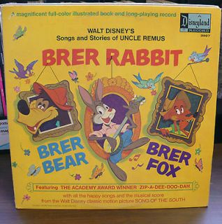 DISNEYS Songs and Stories of UNCLE REMUS BRER RABBIT LP 1970 w