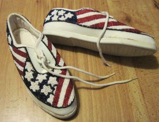 COLORWERKS BEADED SHOES STARS AND STRIPES SIZE 4