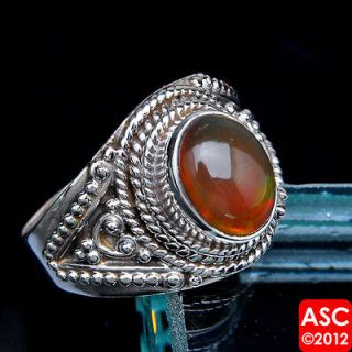NATURAL ETHIOPIAN OPAL 925 STERLING SILVER RING SIZE 7 1/4 JEWELRY
