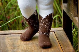 ITTY BITTY BROWN COWBOY BOOT TIGHTS, BOOTZIES FOR YOUR BABY COWGIRL