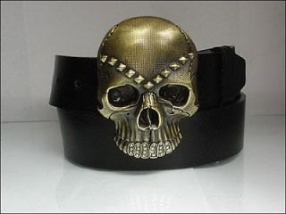 GOLD CRYSTAL PYRAMID SKULL BELT BUCKLE by WASHED UP HOLLYWOOD with