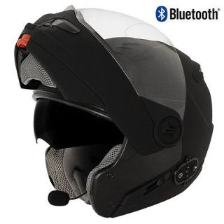 Hawk Bluetooth Flat Black Modular Flip Up Dual Visor Motorcycle Helmet