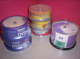 New 1x50 & 5x25 DVD+R, 4.7GB by HP, Memorex, Imation, GQ