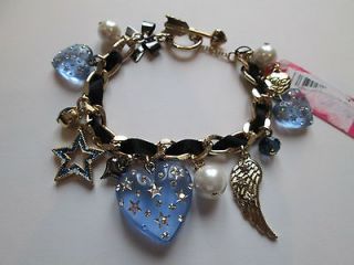 NWT Auth Betsey Johnson Heavens To Betsey Blue Heart Wing Charm