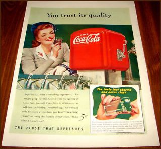 1941 COCA COLA AD Lg Image of SODA FOUNTAIN & COKE DISPENSER