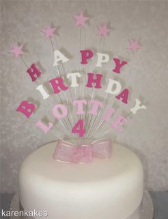 HAPPY BIRTHDAY HANDMADE CAKE TOPPER   ANY NAME, AGE OR COLOURS 1st 2nd