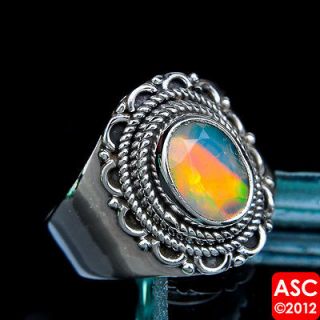 NATURAL ETHIOPIAN OPAL 925 STERLING SILVER RING SIZE 6 3/4 JEWELRY