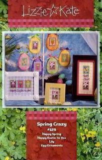 LIZZIE KATE SPRING CRAZY Cross Stitch Chart Easter CUTE
