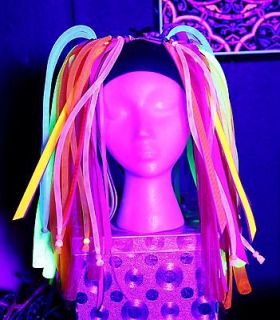 Neon Nights – Rainbow Cyberlox hair rave dread UV blacklight glow