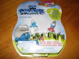 GOMU Erasers Smurfs Papa Smurf & 2 Secret Smurfs