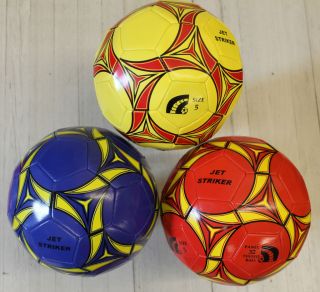 SOCCER SIZE 5 JET STRIKER RED YELLOW BLUE STITCHED PLAY BALL TOY GIFT