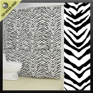Strips Black & White Polyester & Nylon Cloth SHOWER CURTAIN Hotel Tub