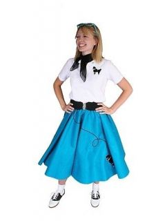 pc Adult 50s POODLE SKIRT Petticoat Glasses Outfit Costume   Teal