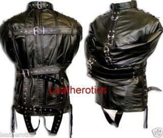 UNISEX Leather bondage strait jacket binder lock body harness