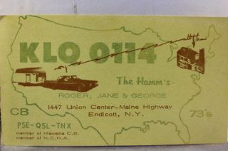 QSL Citizen Band CB Radio Card KLQ 0114 Endicott New York Postcard Old