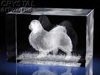 JAPANESE CHIN* 3D Laser Etched Crystal Dog Figure 57s