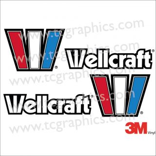 Wellcraft W boat decals stickers L 2 1 & 1 R 20 x 5.75 3m Reflective
