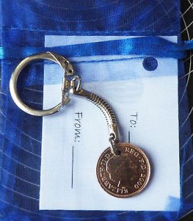 Coin Keyring Birthday Gift and bag & tag choose coin & year (1984
