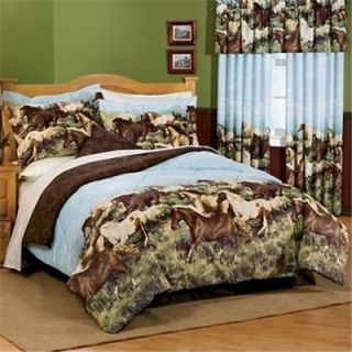 Running Horses Country Blue Sky Full Comforter Sheet Set 8 Pieces