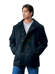 NAVY TYPE PEACOAT 29OZ BLACK 10 BUTTON FRONT LINED