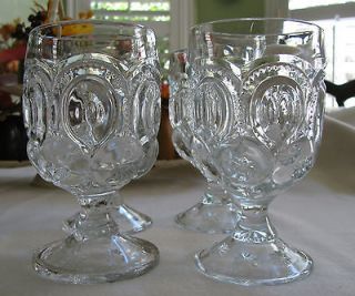 MOON & STARS VINTAGE L.E. SMITH CLEAR OR CRYSTAL FOOTED WATER GOBLETS