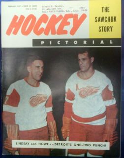 388) Gordie Howe & Ted Lindsay on the cover of Hockey Pictorial Feb