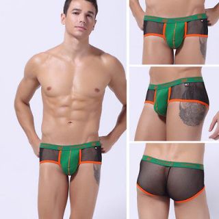 WJ Wonderful Breathable Underwear Mesh Gauze Men’s Week Briefs Green