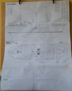 MODEL BOAT/ SHIP PLANSGERMAN KUTTER Fishing Boat 1 sheet