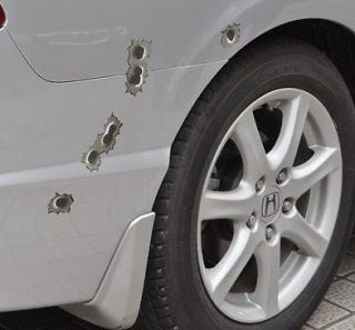 2pcs New Bullet Holes in Metal running fire Gun Rounds car/IPAD