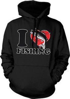 Love Fishing Bass Sweatshirts Hoodie Heart Poles Outdoors Sports Rod
