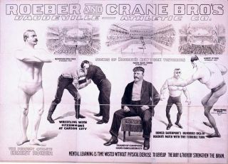 Roeber Crane Wrestling Athletes Art Sports Old Posters