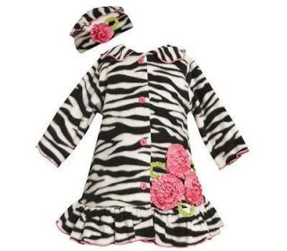 Bonnie Jean Girls Zebra Print Bonaz Flower Fleece Fall / Winter Coat