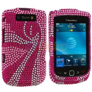 Pink Swirl Bling Rhinestone Case Cover for Blackberry Torch 9800 9810