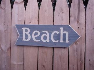 Beach Shabby Blue Stained Wood Arrow Sign