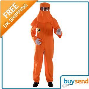 Adults Orange Radiation Boiler Suit Fancy Dress Costume  One Size Fits