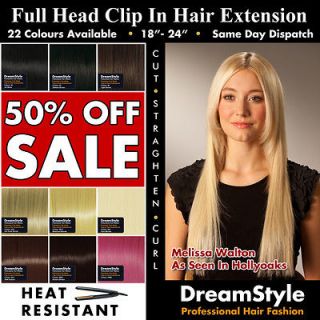 Head Clip in Hair Extension 18 inch to 24 inch Blonde Black Brown