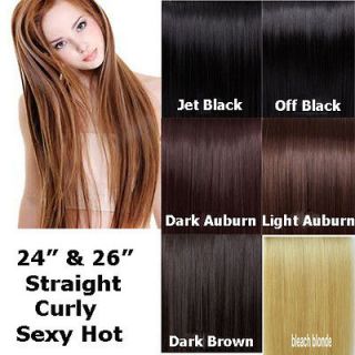 ★Wavy Straight CLIP IN ON HAIR EXTENSION Black Brown Blonde CA