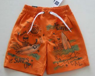 Baby GAP Boys Orange Skeleton Swim Suit Trunks Sizes 12M 3T