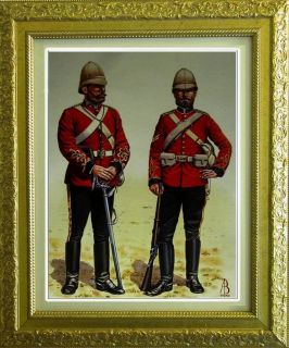British Artist signed Military Print Guards Zulu War