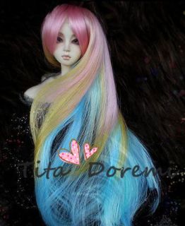 Dal.Pullip.BJD .SD LUTS BLYTH Doll long blue pink 22 24 wig