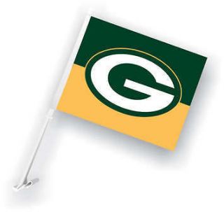PAIR OF GREENBAY PACKERS NFL FOOTBALL CAR FLAGS BANNER 11x18 w/ wall