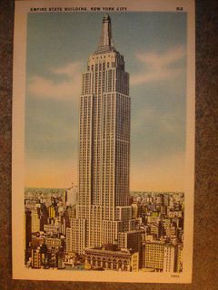 Old Vtg Antique Collectible Postcard 52 Empire State Building New York