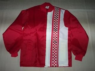 VINTAGE 80S GREAT LAKES CHECKERED STRIPE RACING, JACKET, MENS SMALL