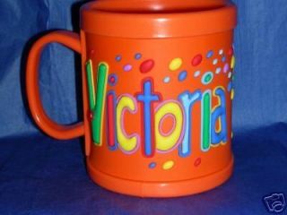 Victoria  NEW Personalized Childrens Name Mug ORANGE John Hinde