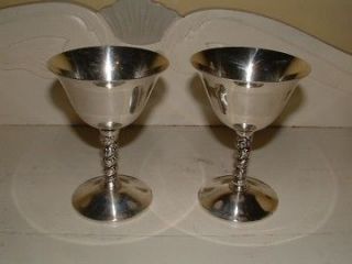 Vintage Silver Plate Goblets (2) grape/leaves ornate stem Made in