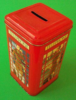 VINTAGE 1988 GUARD IN ENGLISH PHONE BOOTH BANK TIN BOX BY WILSONS
