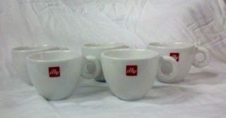 ILLY IPA Espresso Cups White Red Logo  set of 5 great condition