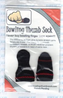 Bowling Thumb Sock Thumb Saver Black 2 Pack NEW