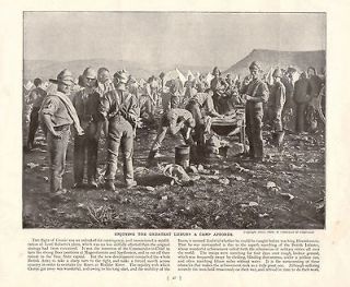 1900 ~ BOER WAR PRINT ~ BRITISH CAMP ~ TROOPS WASHING ~ BELL TENTS